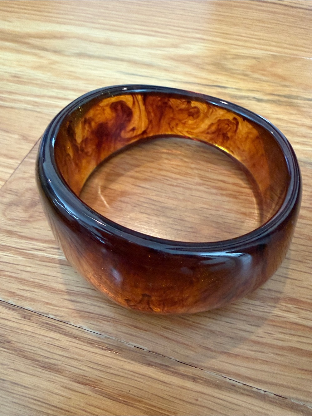 Amber Tortoiseshell Resin Bangle Bracelet - Accessories